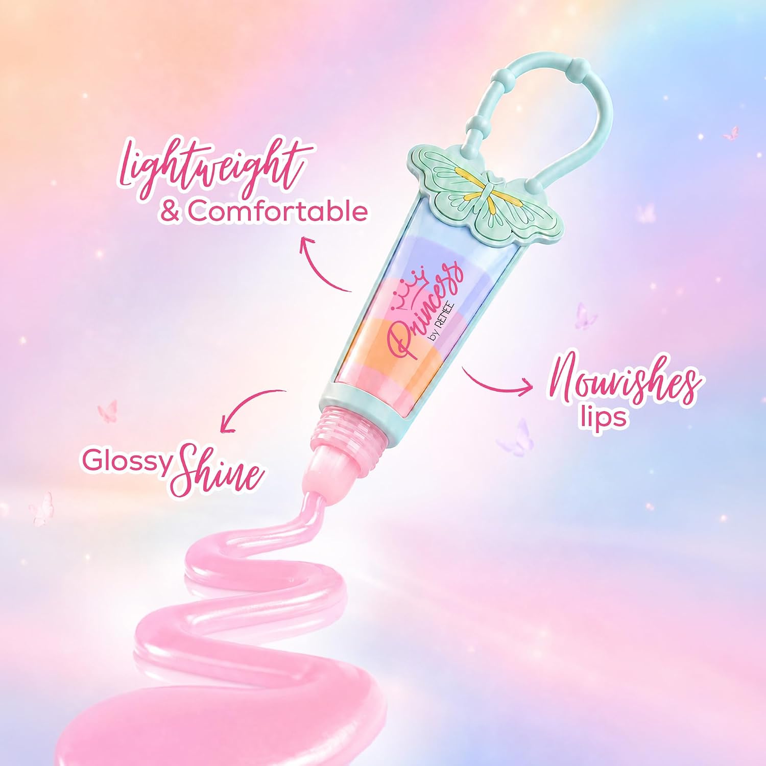 Princess By RENEE Five Layer Shiny Lip Gloss For Kids & Preteens | Nourishes Lips, Glides Smoothly | Lightweight Formula | Unique Five Layer Design With Keychain | 10ml - View 4 of 6