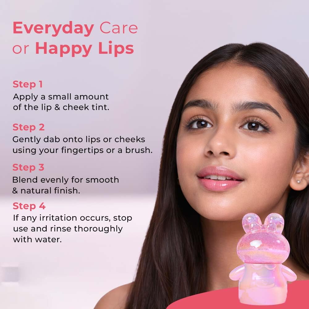 Whimsy Beauty Fluffy Tint Lip and Cheek Tint for Kids and Pre-Teens | Soft Blendable Colour with Lightweight Smooth Feel, Long Wear Makeup Tint, 4 to 16 Years, Organic, Natural, Chemical Free | 1 ml - View 3 of 5