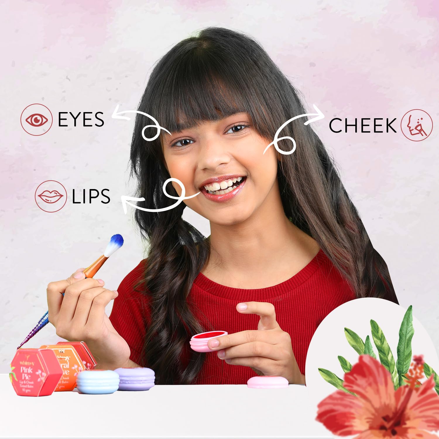 Whimsy Beauty Lip & Cheek Tint for Girls, Preteens & Teens | Safe Non-Toxic Kids Makeup | Soft Natural Finish | 4 to16 Years | Organic Formula | Sulfate & Paraben Free | Dermatologist Tested (Pink) - View 2 of 6