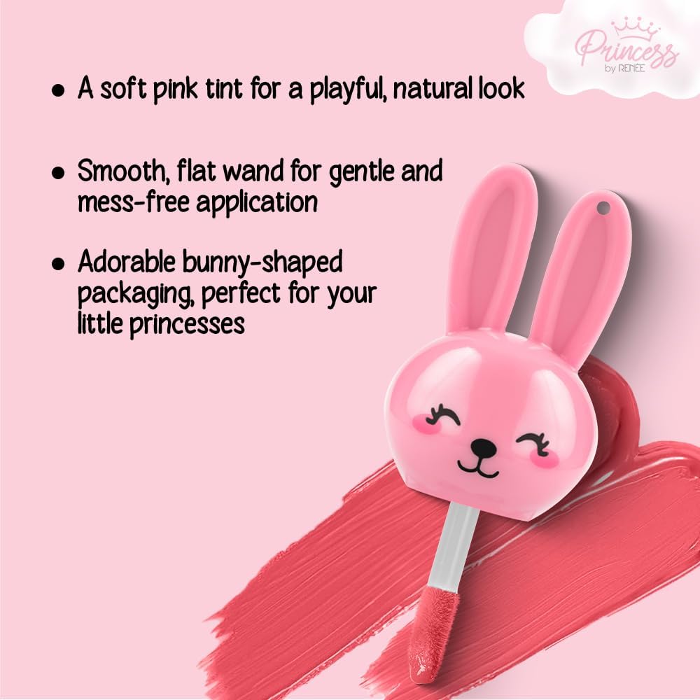 Princess by RENEE Bunny Lip Tint - Pink, for Pre-Teens, Lightweight & Long-Lasting Color, Non-Drying & Nourishing, Water-Based Formula, Blueberry Extracts, Strawberry & Vitamin E Infused, Cruelty-Free - View 2 of 5