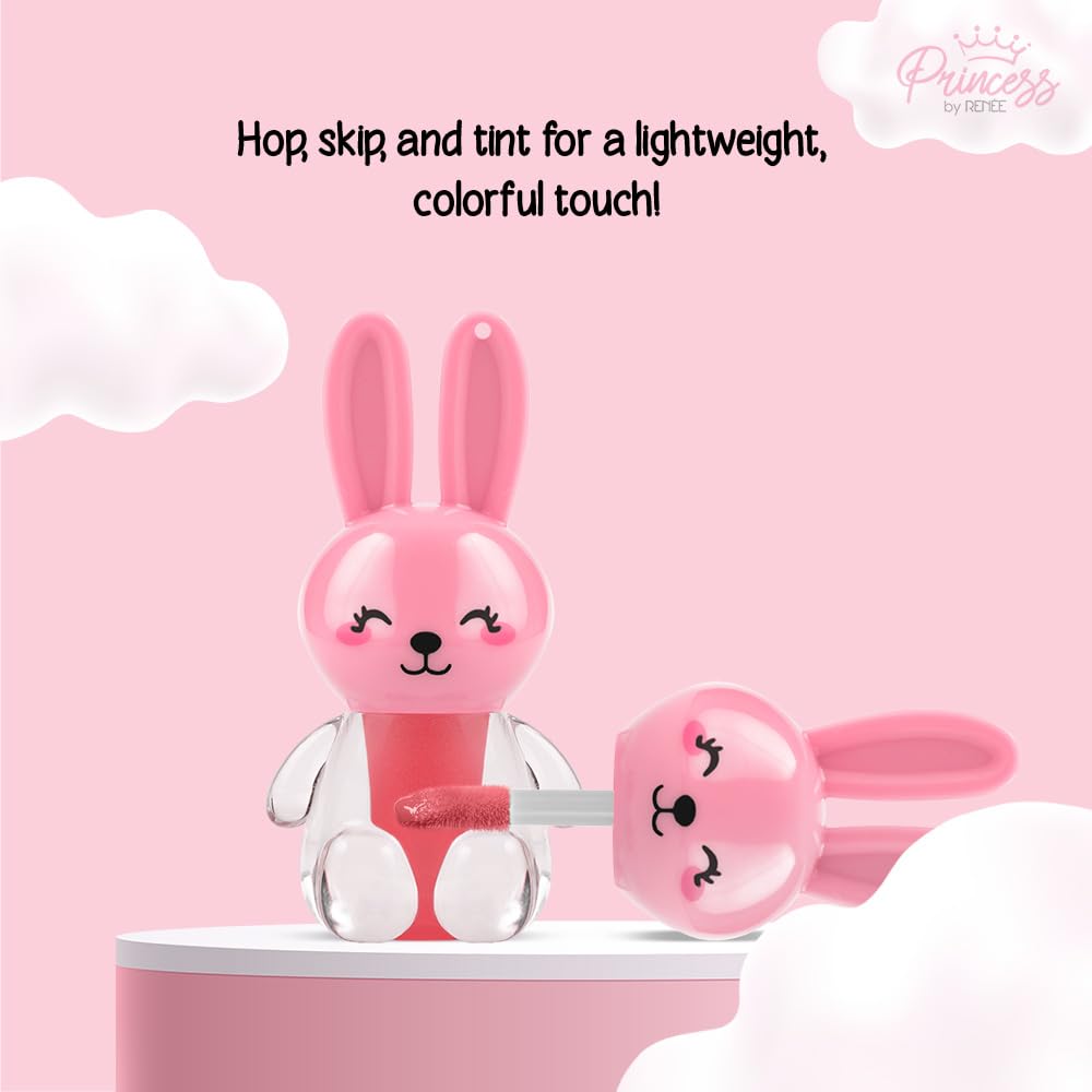 Princess by RENEE Bunny Lip Tint - Pink, for Pre-Teens, Lightweight & Long-Lasting Color, Non-Drying & Nourishing, Water-Based Formula, Blueberry Extracts, Strawberry & Vitamin E Infused, Cruelty-Free - View 3 of 5
