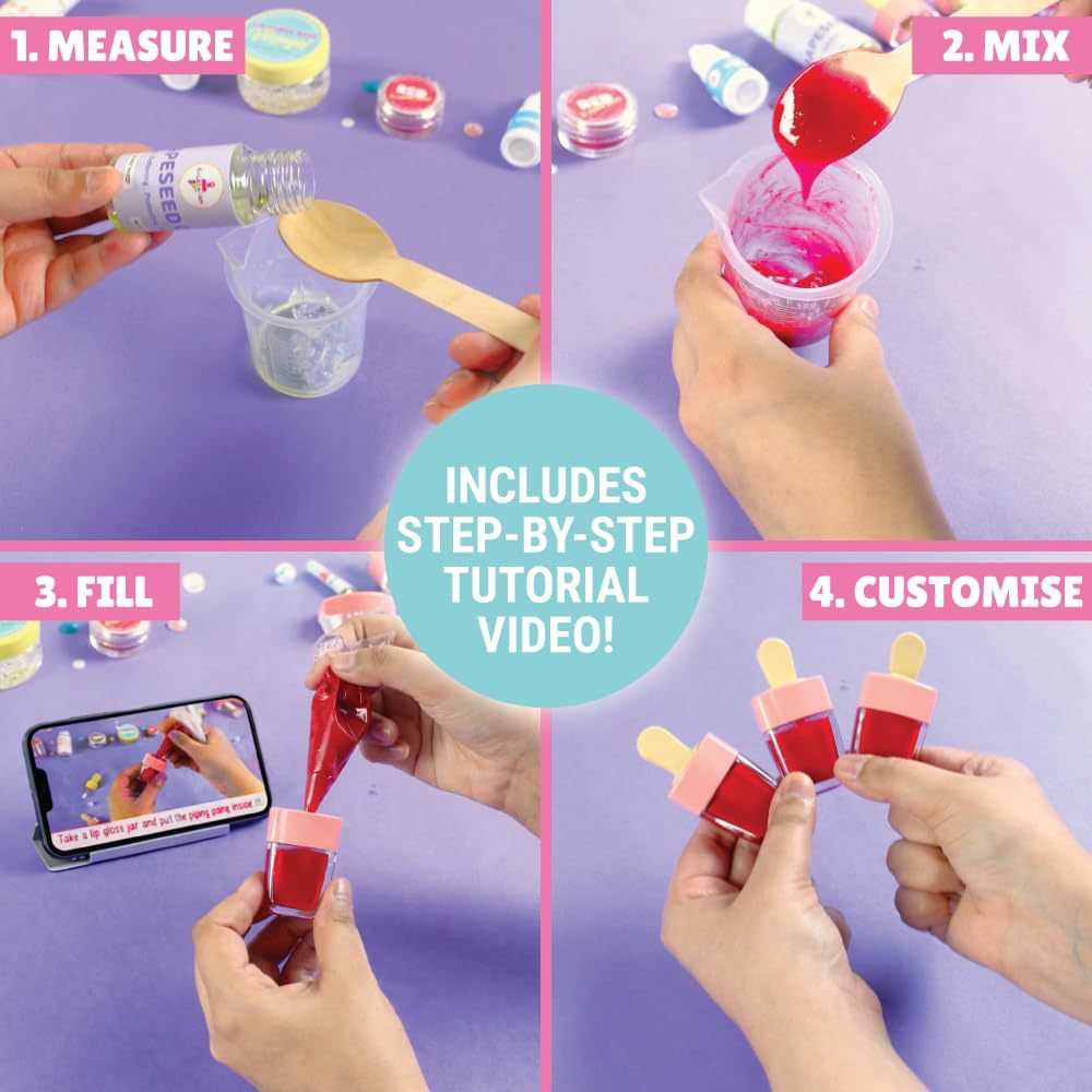 Kalakaram Make Your Own Lip Gloss Kit - Gifts for Girls Age 10-12 | Make 8 Lip Gloss With Nourishing Vitamin E Oil, Grape Seed Oil, And Multiple Flavour Oils, Colour Pigments, Fun And Engaging Activity Kit For Kids - View 2 of 5