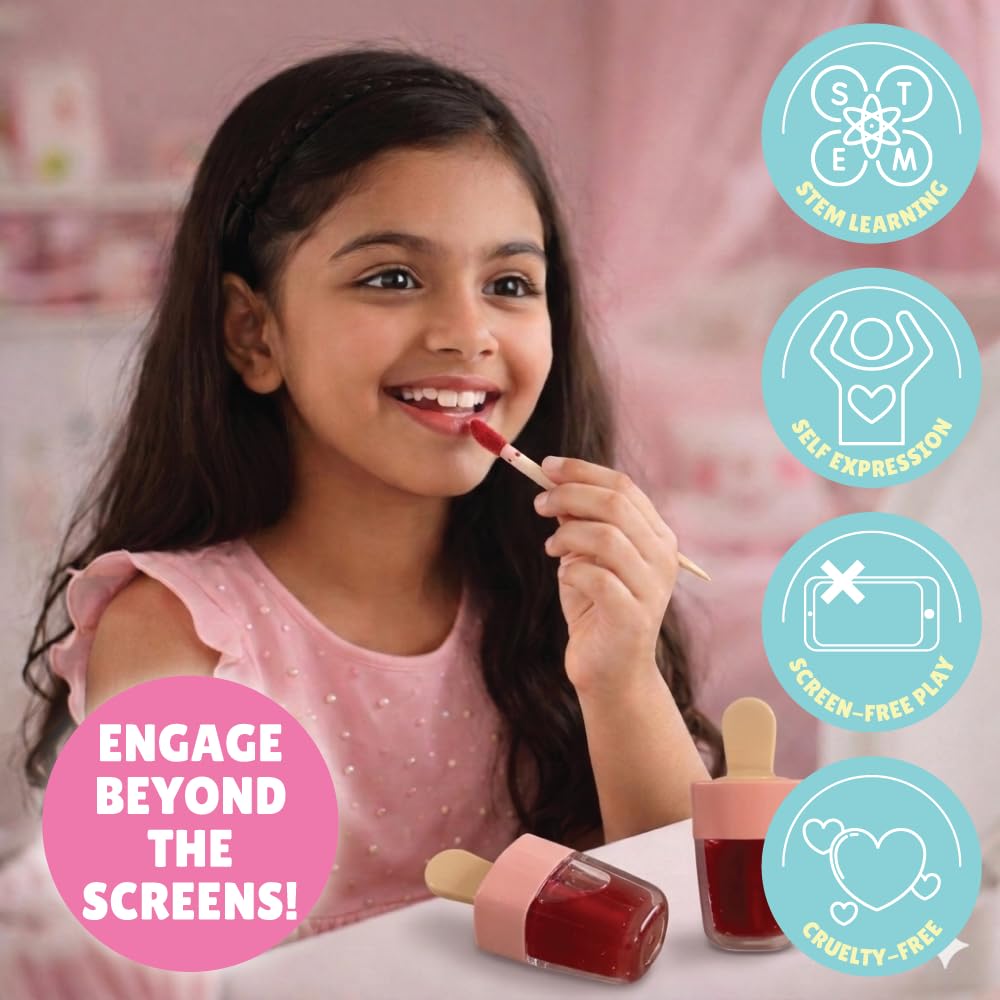Kalakaram Make Your Own Lip Gloss Kit - Gifts for Girls Age 10-12 | Make 8 Lip Gloss With Nourishing Vitamin E Oil, Grape Seed Oil, And Multiple Flavour Oils, Colour Pigments, Fun And Engaging Activity Kit For Kids - View 4 of 5