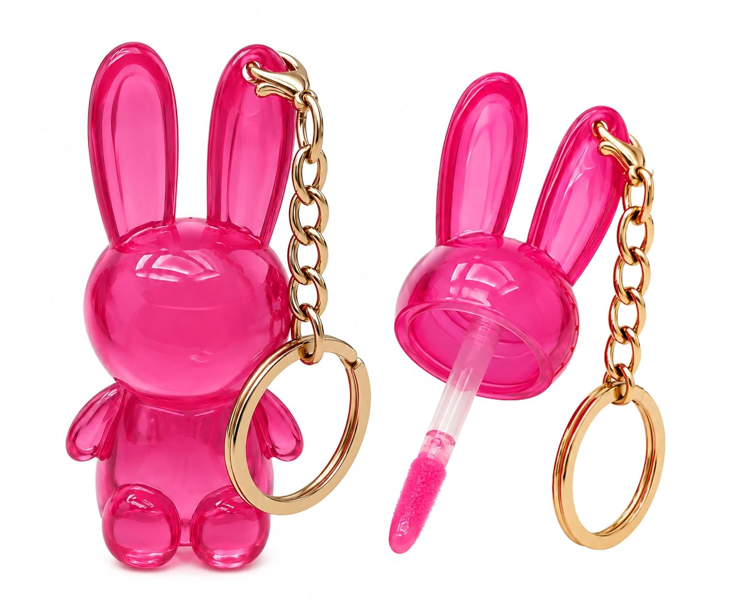 Cute Bunny Lip Gloss Keychain Set for Girls & Women | 6-Pieces Pack Transparent Tinted Lip Oil Combo | Aesthetic Rabbit Keyring, Long Lasting Moisturizing Lip Balm and Birthday Return Gift Kit - View 3 of 8