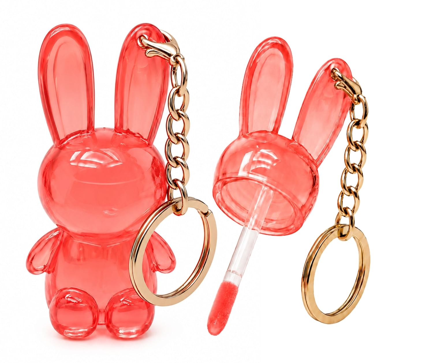 Cute Bunny Lip Gloss Keychain Set for Girls & Women | 6-Pieces Pack Transparent Tinted Lip Oil Combo | Aesthetic Rabbit Keyring, Long Lasting Moisturizing Lip Balm and Birthday Return Gift Kit - View 4 of 8