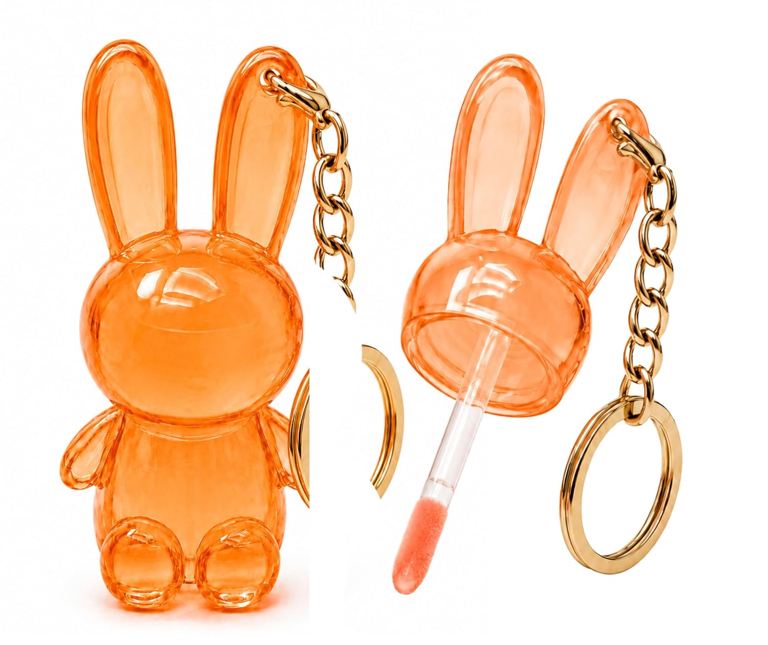 Cute Bunny Lip Gloss Keychain Set for Girls & Women | 6-Pieces Pack Transparent Tinted Lip Oil Combo | Aesthetic Rabbit Keyring, Long Lasting Moisturizing Lip Balm and Birthday Return Gift Kit - View 5 of 8
