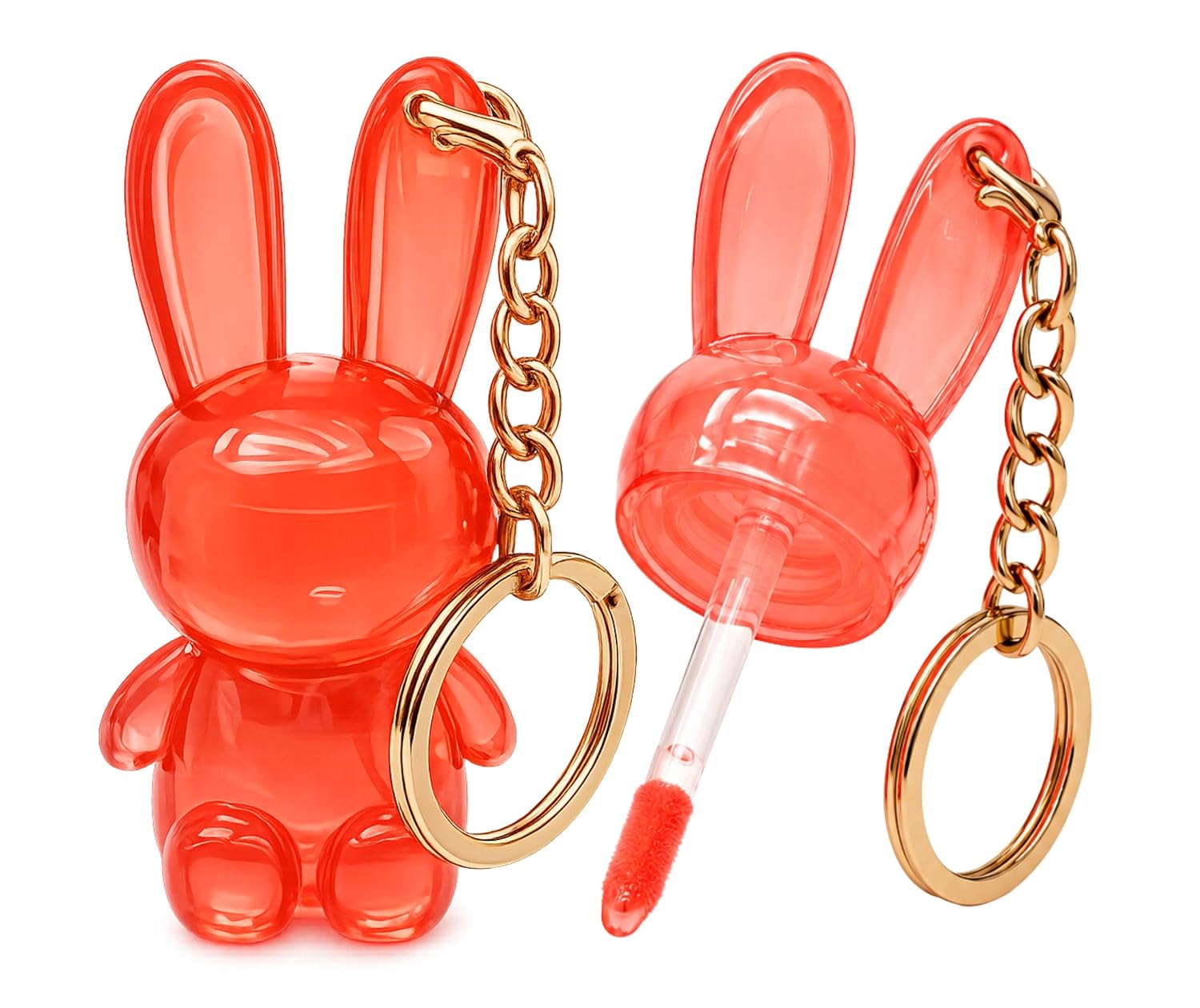 Cute Bunny Lip Gloss Keychain Set for Girls & Women | 6-Pieces Pack Transparent Tinted Lip Oil Combo | Aesthetic Rabbit Keyring, Long Lasting Moisturizing Lip Balm and Birthday Return Gift Kit - View 6 of 8