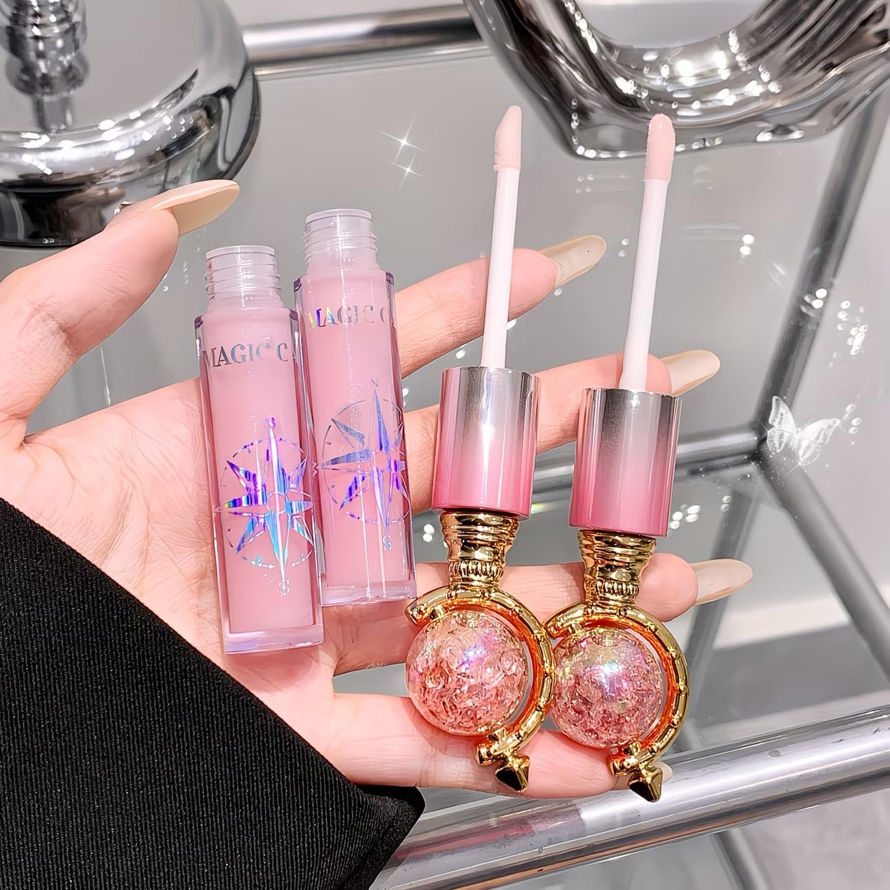 Cute Trendy Lipgloss Combo for Girls – 3Pcs Korean Lipgloss, Tube LipGloss & Moisturizing Glob Lip Balm for Dry Lips, Perfect Glossy Finish for Everyday Glam & Gifting - View 3 of 7