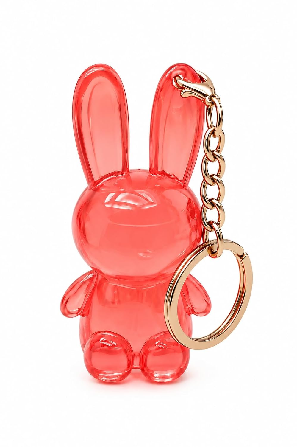 Cute Translucent Bunny Lip Gloss Keychain Multipack (3 Pieces) – 3D Rabbit-Shaped Liquid Lip Tint with Built-in Applicator – Aesthetic Bag Charm Beauty Gift Set for Teens, Girls & Party Favors – Peach, Rose & Pink - View 3 of 8