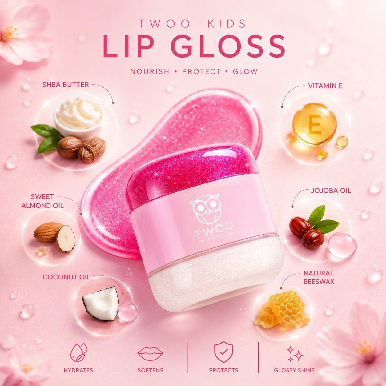 TWOO Kidz Pout About Lip Gloss for Kids | Dual Shade Lip Gloss | Easily Removable Glossy Lip Colour | Blushing Bubble & Magic Mirror | Age 3+ | 10g - View 5 of 7