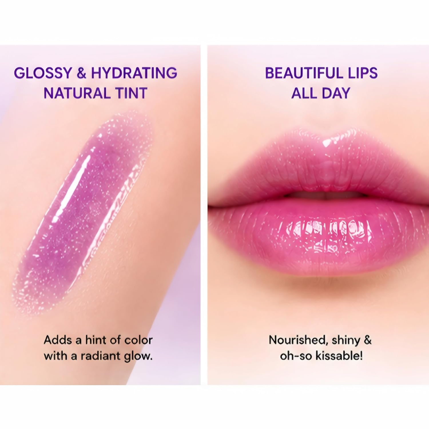 Grape Lip Oil with Keychain Charm – Hydrating Non-Sticky Lip Gloss for Dry Lips | Moisturizing Tinted Lip Oil with Grape Scent | Cute Portable Kawaii Lip Care Gloss for Women & Girls - View 3 of 5