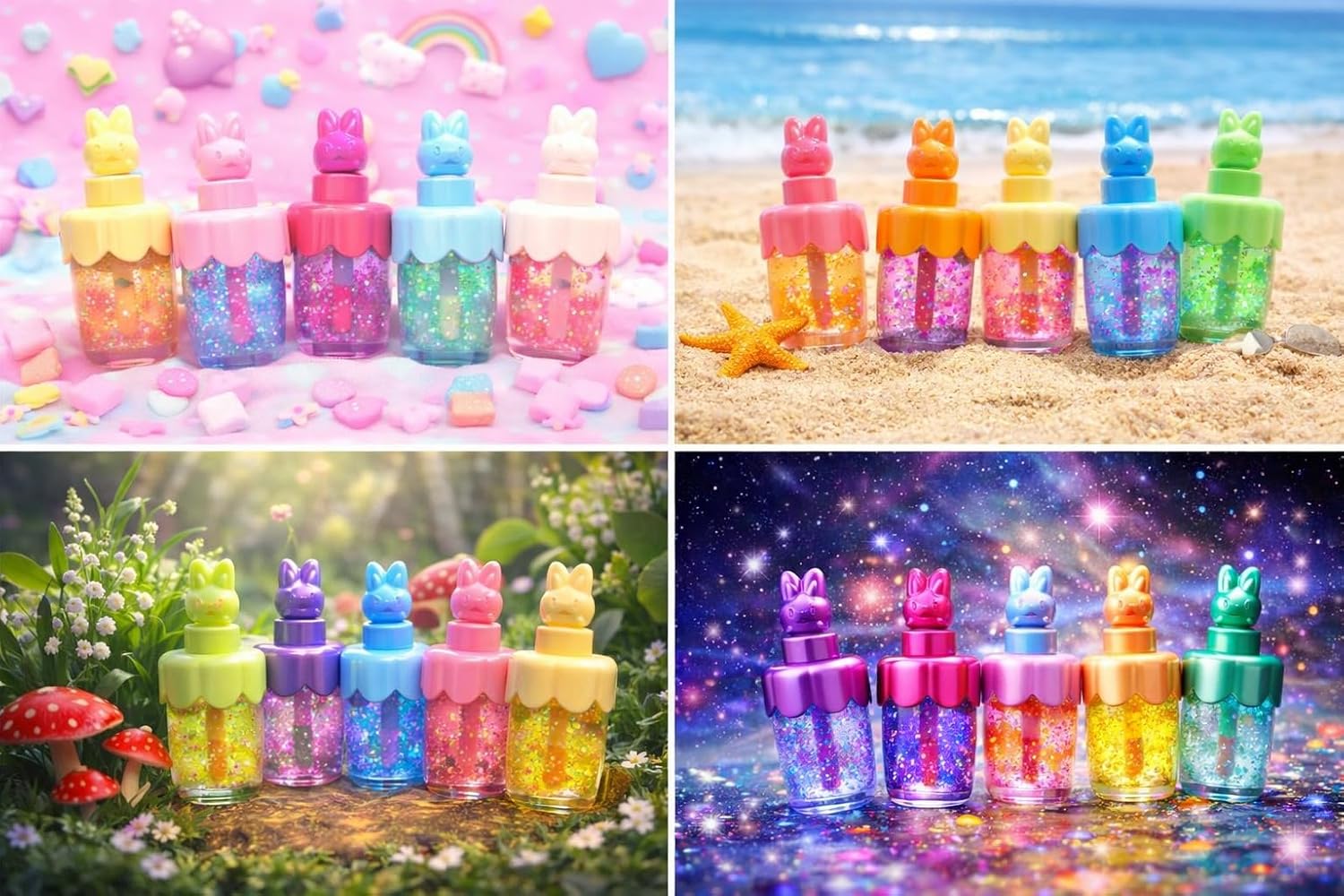 Rabbit Heart Lip Gloss Cute Design Hydrating Moisturizing Glossy Lip Balm Mini Portable Non Sticky Smooth Shine Travel Friendly Lip Care Cosmetic for Girls Kids Gift Item, Random Color - 1 Pc - View 5 of 6