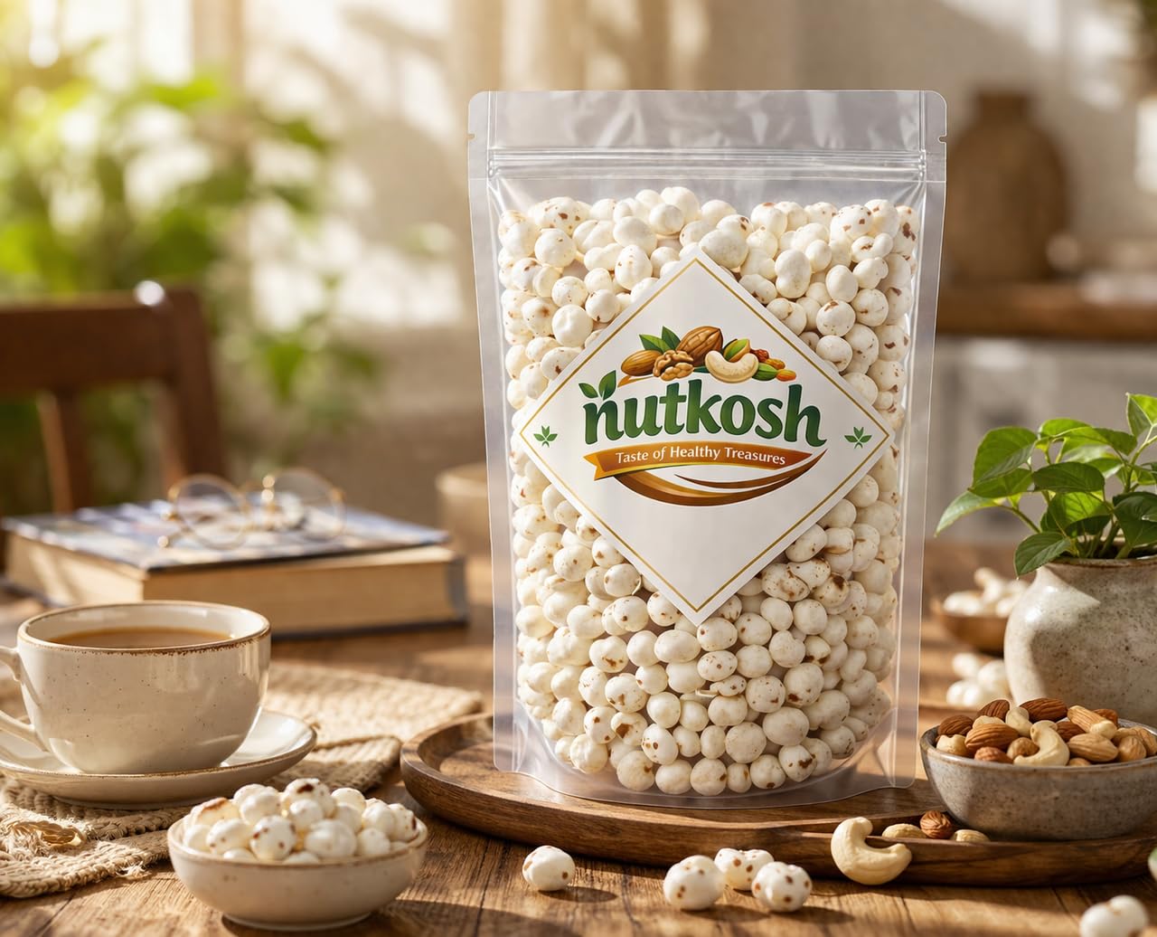 Nutkosh Phool Makhana 250 gm | Fox Nuts/Lotus Puffs Seeds | Rich in Calcium, Maintains Weight | Makhana for Fasting | Natural Crunchy Makhana | Healthy Snacks | Gluten-Free - View 5 of 5