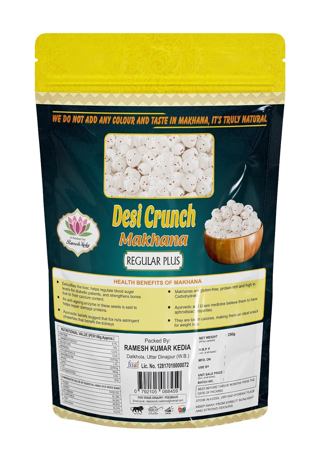 Desi Crunch Makhana Regular Plus Phool Makhana |Premium Lotus Seeds | Foxnuts - 250g Pack - View 2 of 2