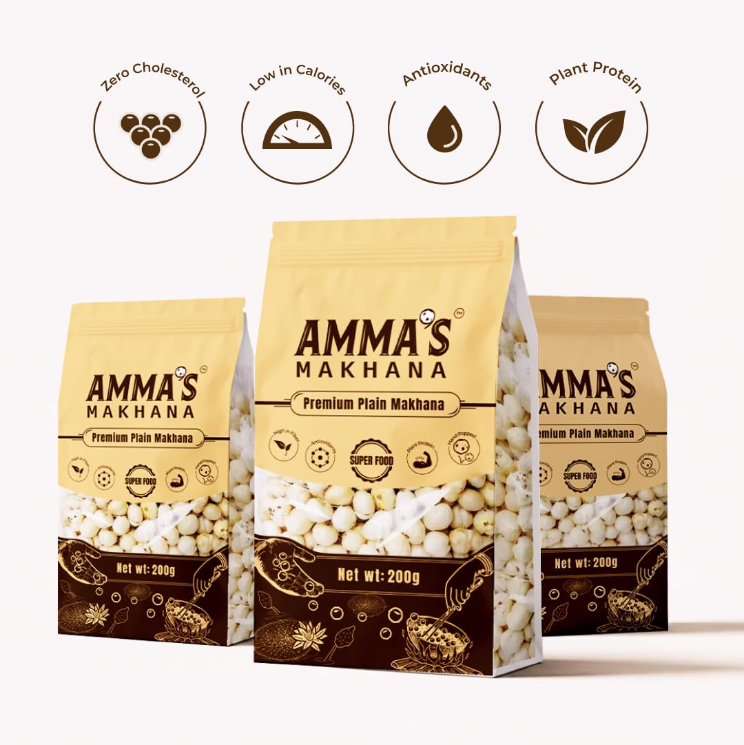 Amma's Makhana 200gms|Premium Plain Makhana |Superfood for Babies & Adults|Size 5+|Antioxidants|Fit for Fasting|Gluten Free|Phool Makhana|Tal Makhana|Plant Protein - View 5 of 7