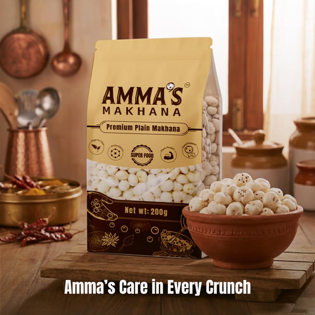 Amma's Makhana 200gms|Premium Plain Makhana |Superfood for Babies & Adults|Size 5+|Antioxidants|Fit for Fasting|Gluten Free|Phool Makhana|Tal Makhana|Plant Protein - View 6 of 7