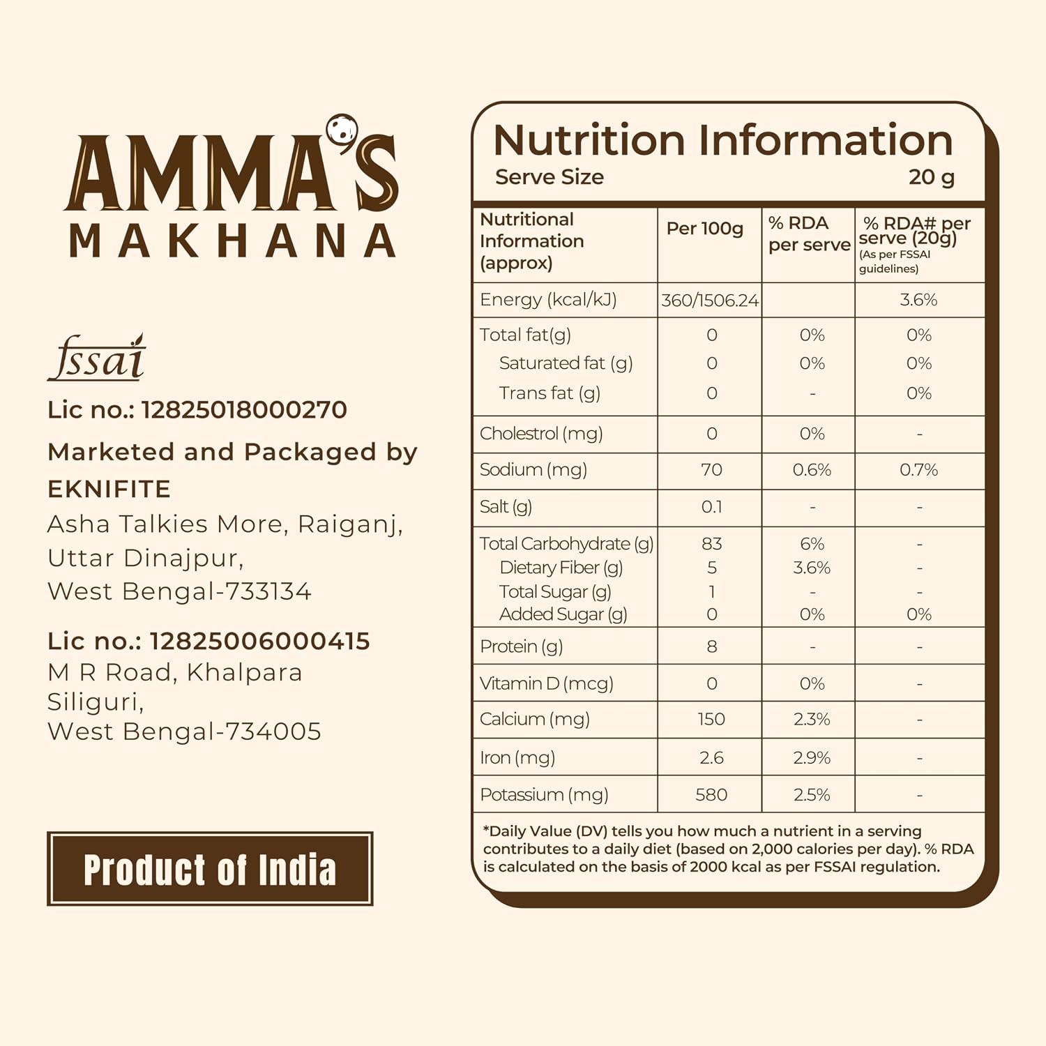 Amma's Makhana 200gms|Premium Plain Makhana |Superfood for Babies & Adults|Size 5+|Antioxidants|Fit for Fasting|Gluten Free|Phool Makhana|Tal Makhana|Plant Protein - View 7 of 7