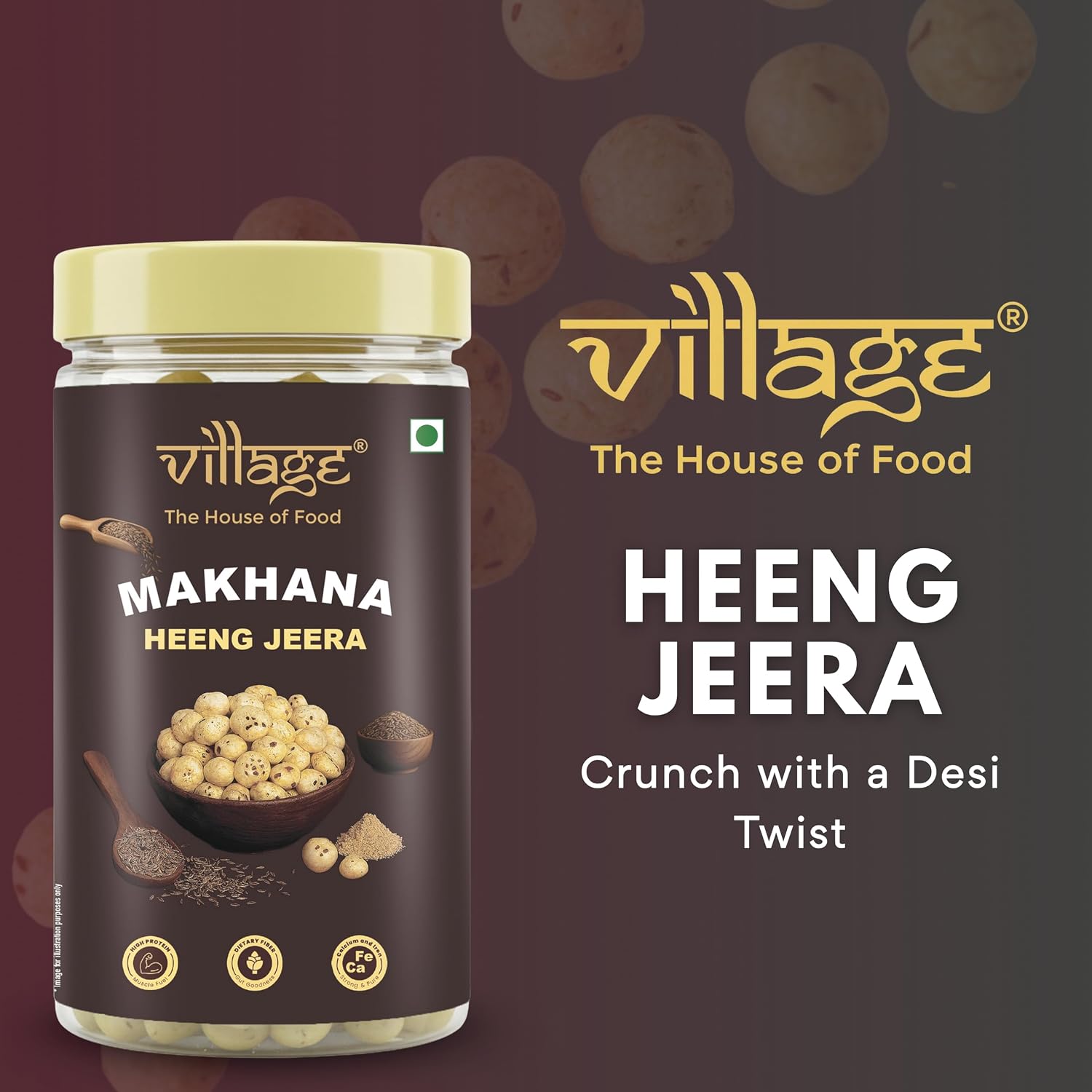 Village–The House of Food Crunchy Roasted Makhana | Hing Jeera & Cream & Onion Flavour | Healthy Guilt-Free Snack | Low Calorie & Gluten Free | 70g Each (Pack Of 2) - View 7 of 7