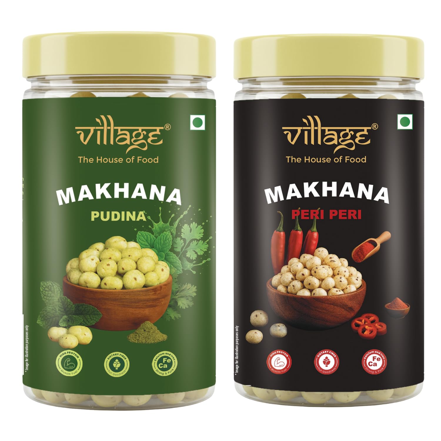 Village–The House of Food Crunchy Roasted Makhana | Pudina & Peri Peri Flavour | Spicy, Crunchy & Healthy Snack | Roasted in Rice Bran Oil & Gluten Free | 70g Each (Pack Of 2) - Related product