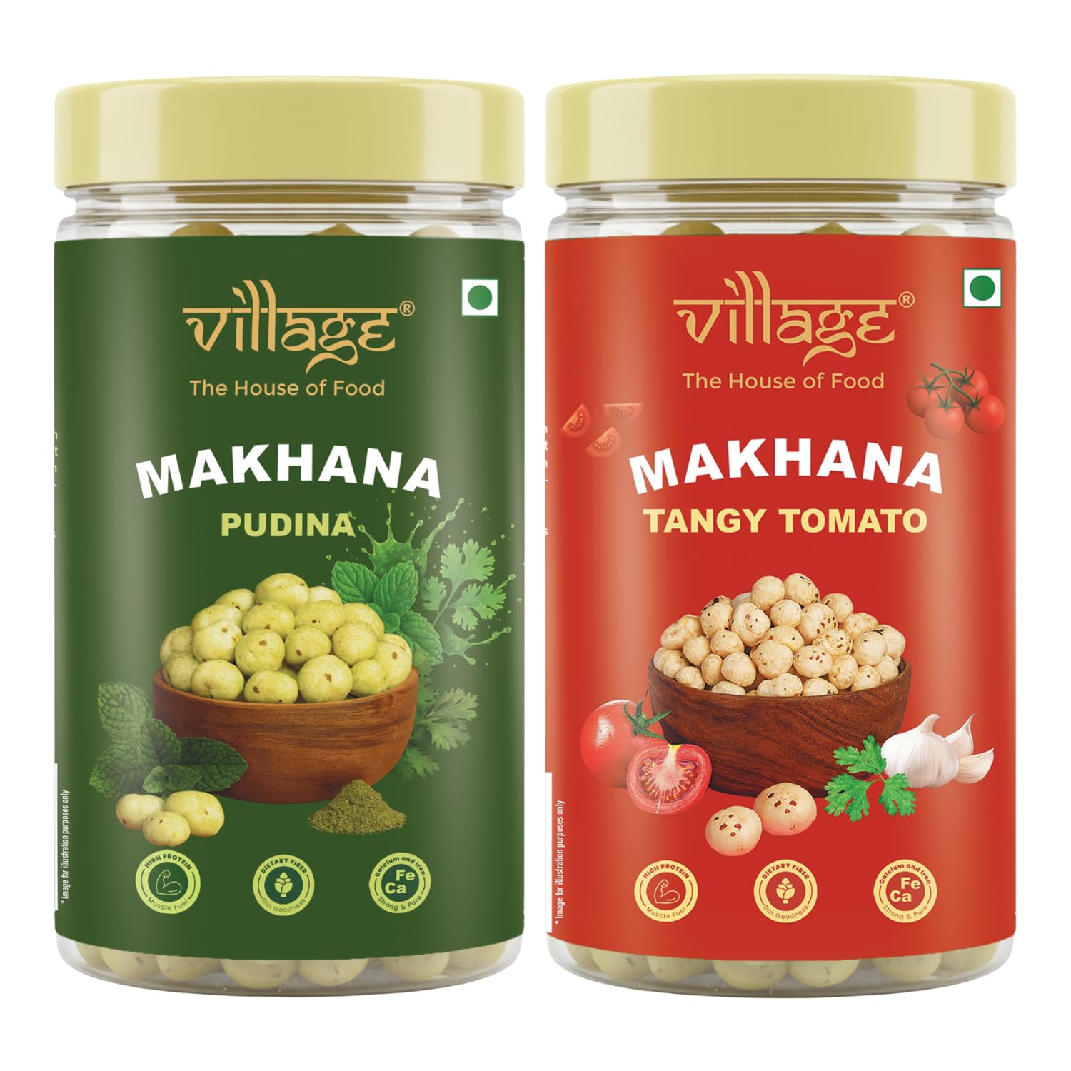 Village–The House of Food Crunchy Roasted Makhana | Pudina & Tangy Tomato Flavour | Light, Crunchy & Healthy Snack | Low Calorie, Gluten Free, Roasted in Rice Bran Oil | 70g Each (Pack Of 2) - Related product