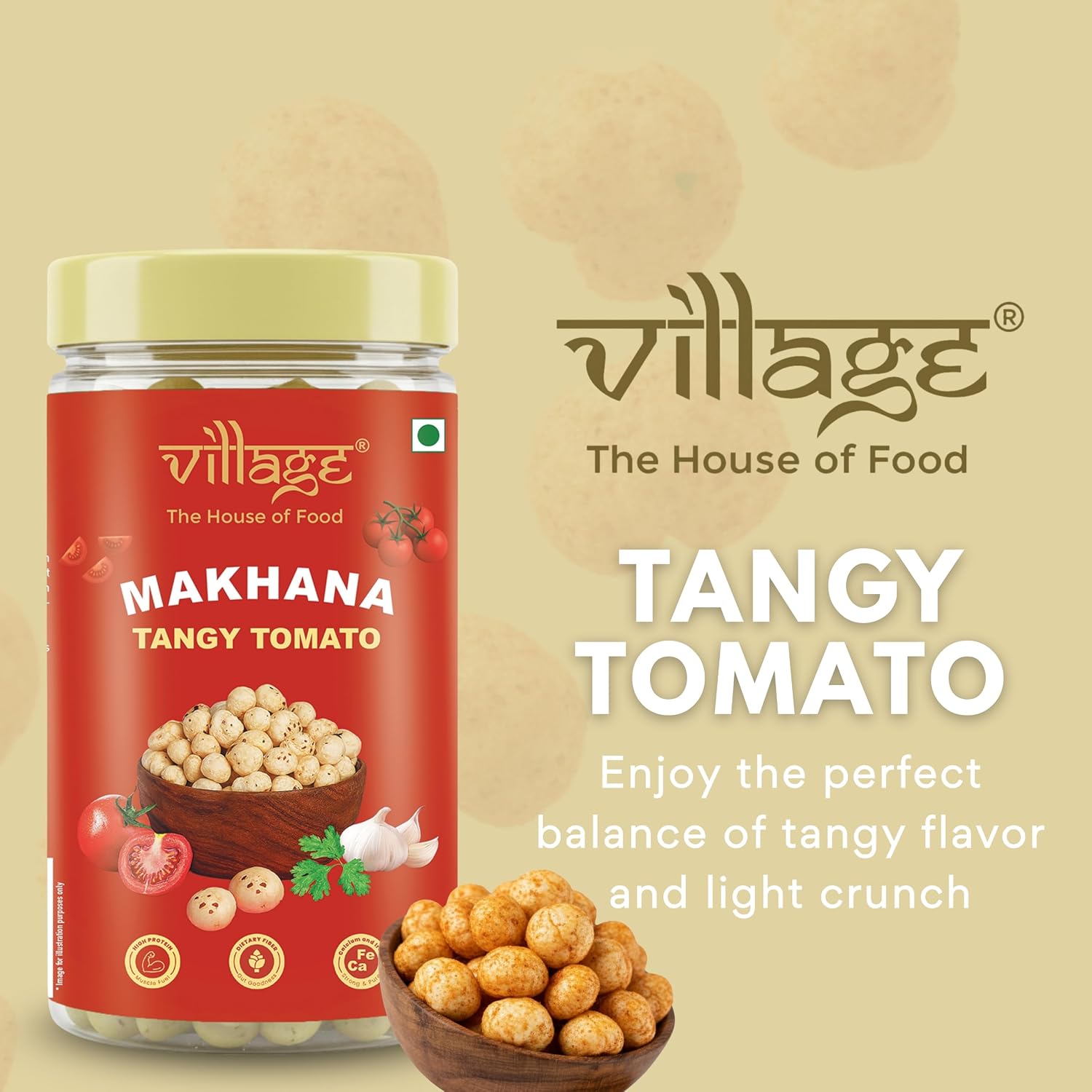Village–The House of Food Crunchy Roasted Makhana | Pudina & Tangy Tomato Flavour | Light, Crunchy & Healthy Snack | Low Calorie, Gluten Free, Roasted in Rice Bran Oil | 70g Each (Pack Of 2) - View 6 of 6