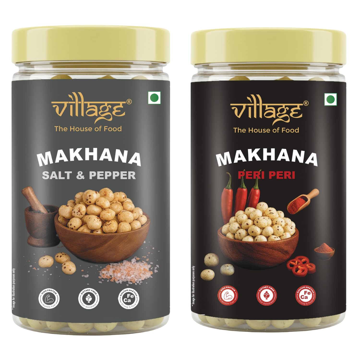 Village–The House of Food Crunchy Roasted Makhana | Salt & Pepper & Peri Peri Flavour | Extra Crunchy Healthy Snack | Low Calorie, Gluten Free & Guilt-Free | 70g Each (Pack Of 2) - Related product