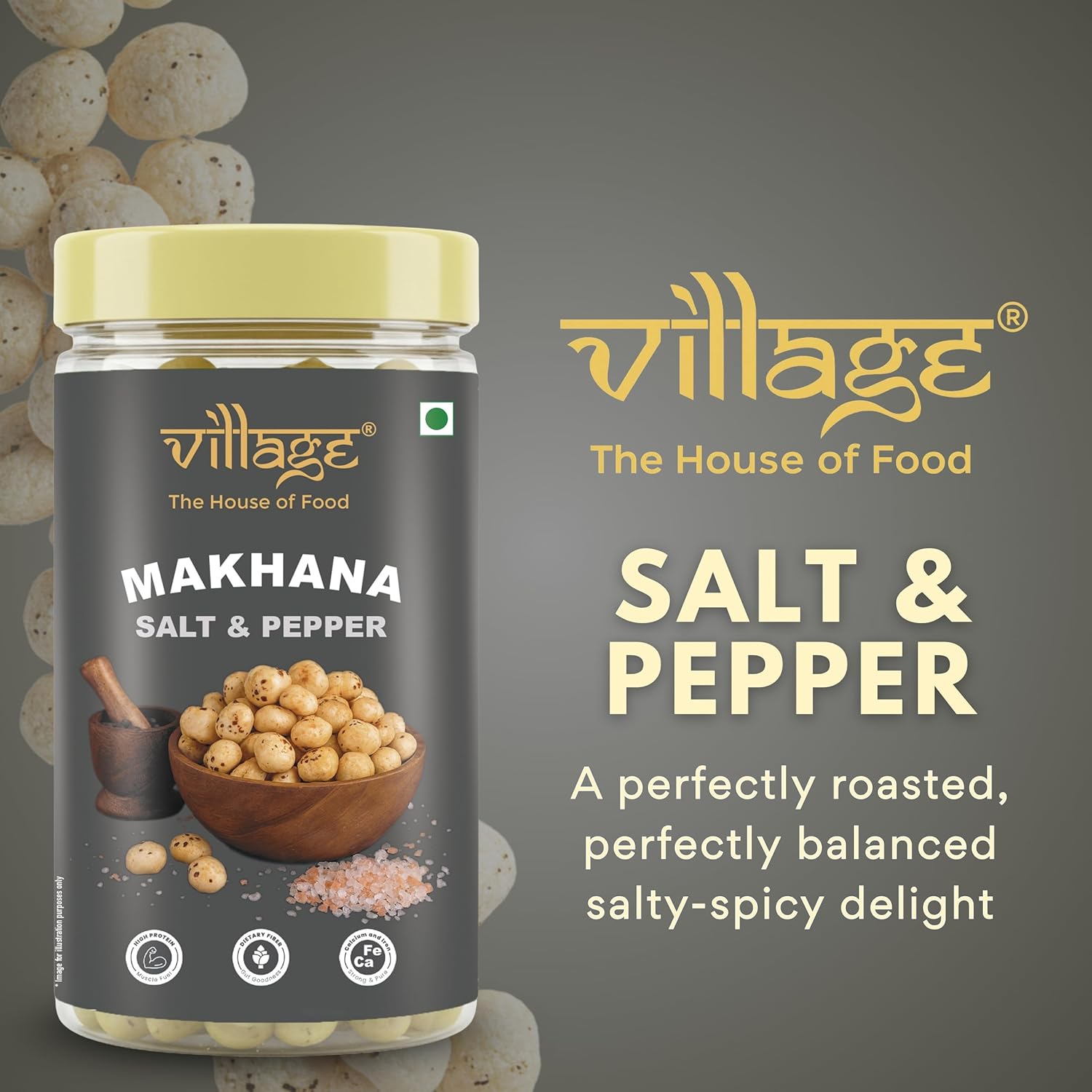 Village–The House of Food Crunchy Roasted Makhana | Salt & Pepper & Peri Peri Flavour | Extra Crunchy Healthy Snack | Low Calorie, Gluten Free & Guilt-Free | 70g Each (Pack Of 2) - View 6 of 6