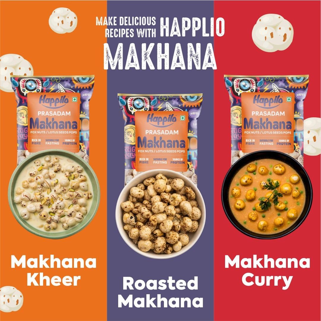 Happilo Premium Plain Prasadam Makhana 200g, Fit for Fasting, Lotus Seed Pop/Gorgon Nut Puffed Kernels, Hand-Picked - View 3 of 5