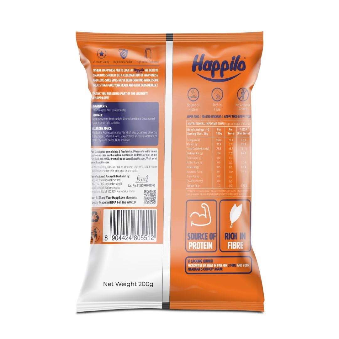 Happilo Premium Plain Prasadam Makhana 200g, Fit for Fasting, Lotus Seed Pop/Gorgon Nut Puffed Kernels, Hand-Picked - View 5 of 5