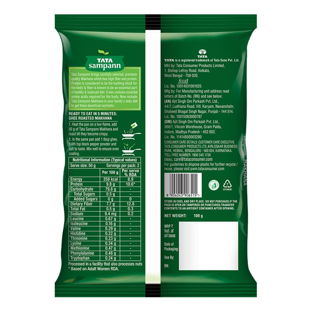 Tata Sampann High Protein Makhana (Foxnut) 100 g, Phool Makhana for Prasadam, Healthy Snacking, Fasting - View 6 of 6