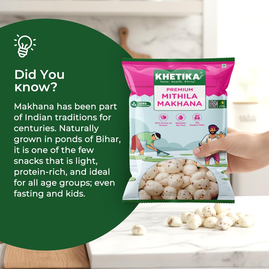 Khetika Premium Mithila Makhana 250g, Fit for Fasting, Raw Foxnuts, Phool Makhana for Prasadam - View 7 of 8