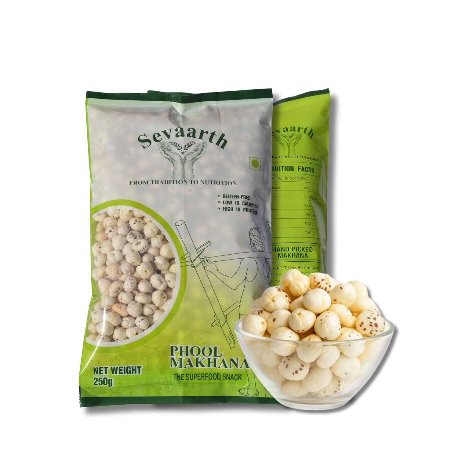 Sevaarth 5 Suta Jumbo Phool Makhana 250g | Premium Raw Fox Nuts (Lotus Seeds) | Large Size, High Protein, Gluten Free Healthy Snack | Vrat & Diet Friendly - View 2 of 5