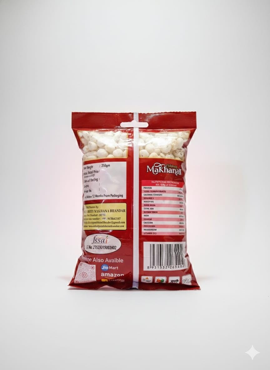 CELEBRITY MAKHANA Quality Fox Nuts | Premium Phool Makhana Lotus Seeds | Crunchy & Natural Snack | Gluten Free, Low Fat | Ideal for Roasting, Curries, Kheer & Daily Use l Celebrity Makhana | 250g - Pack 1 - View 3 of 6