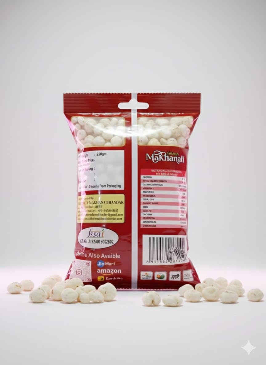 CELEBRITY MAKHANA Quality Fox Nuts | Premium Phool Makhana Lotus Seeds | Crunchy & Natural Snack | Gluten Free, Low Fat | Ideal for Roasting, Curries, Kheer & Daily Use l Celebrity Makhana | 250g - Pack 1 - View 4 of 6