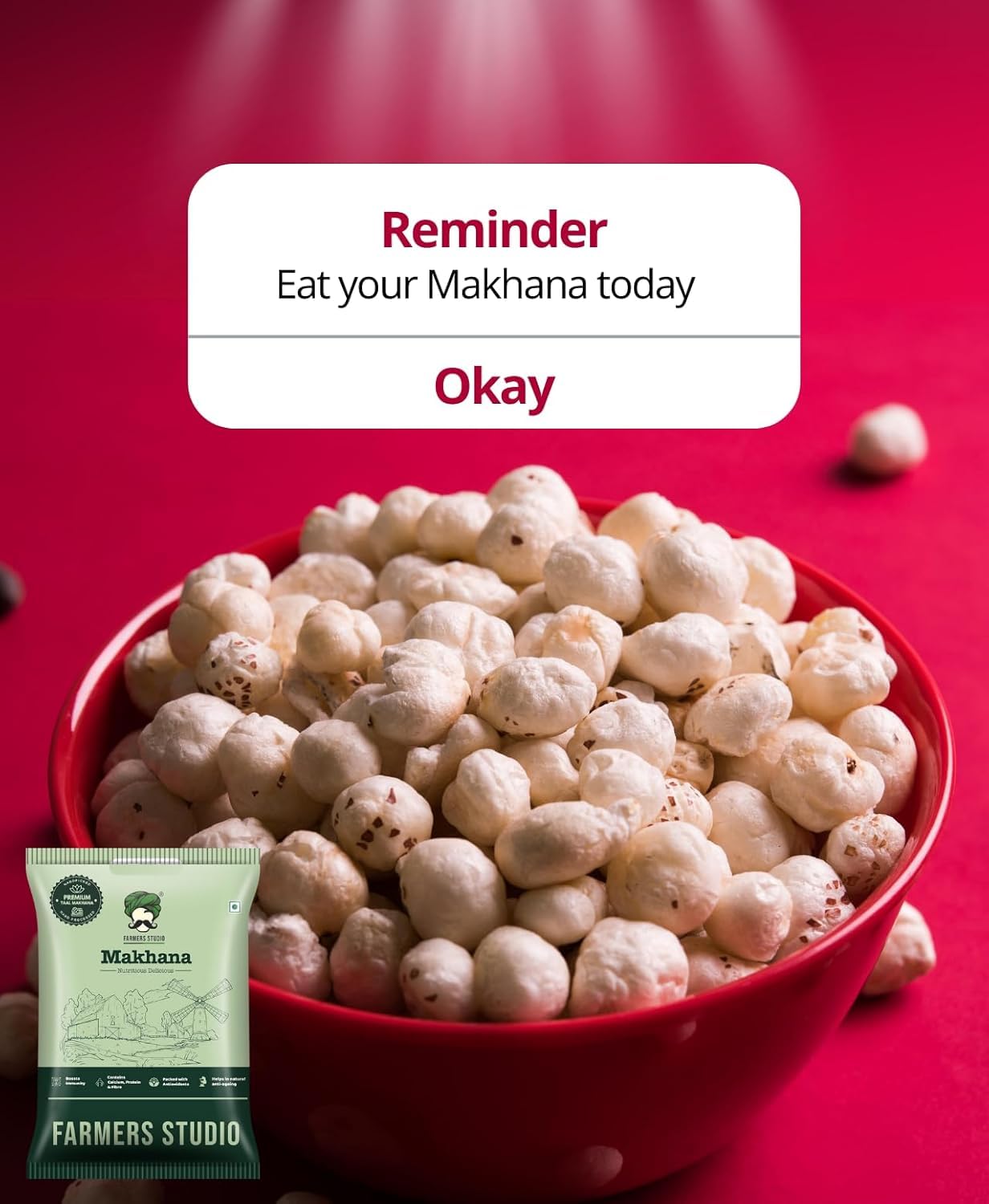 Farmers Studio Makhana 250 gm | Foxnuts/Crunchy Lotus Seeds | Gluten-Free Vegan Snack | High Protein, Low Fat - View 3 of 7