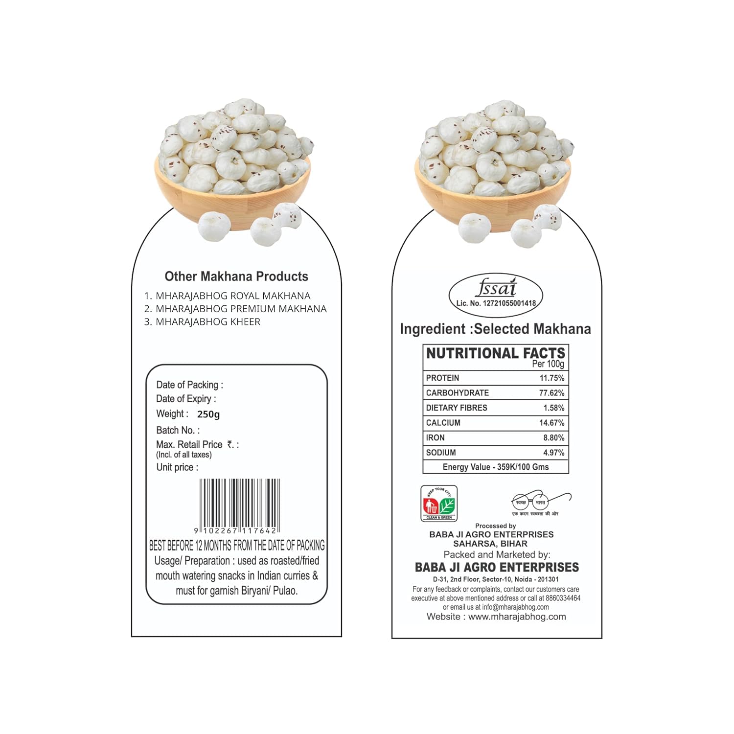MHARAJABHOG Everyday Fox Nuts 250g Phool Makhana Raw Plain Lotus Seeds High Protein Unflavoured Fit for Fasting Pack of 1 - View 4 of 5