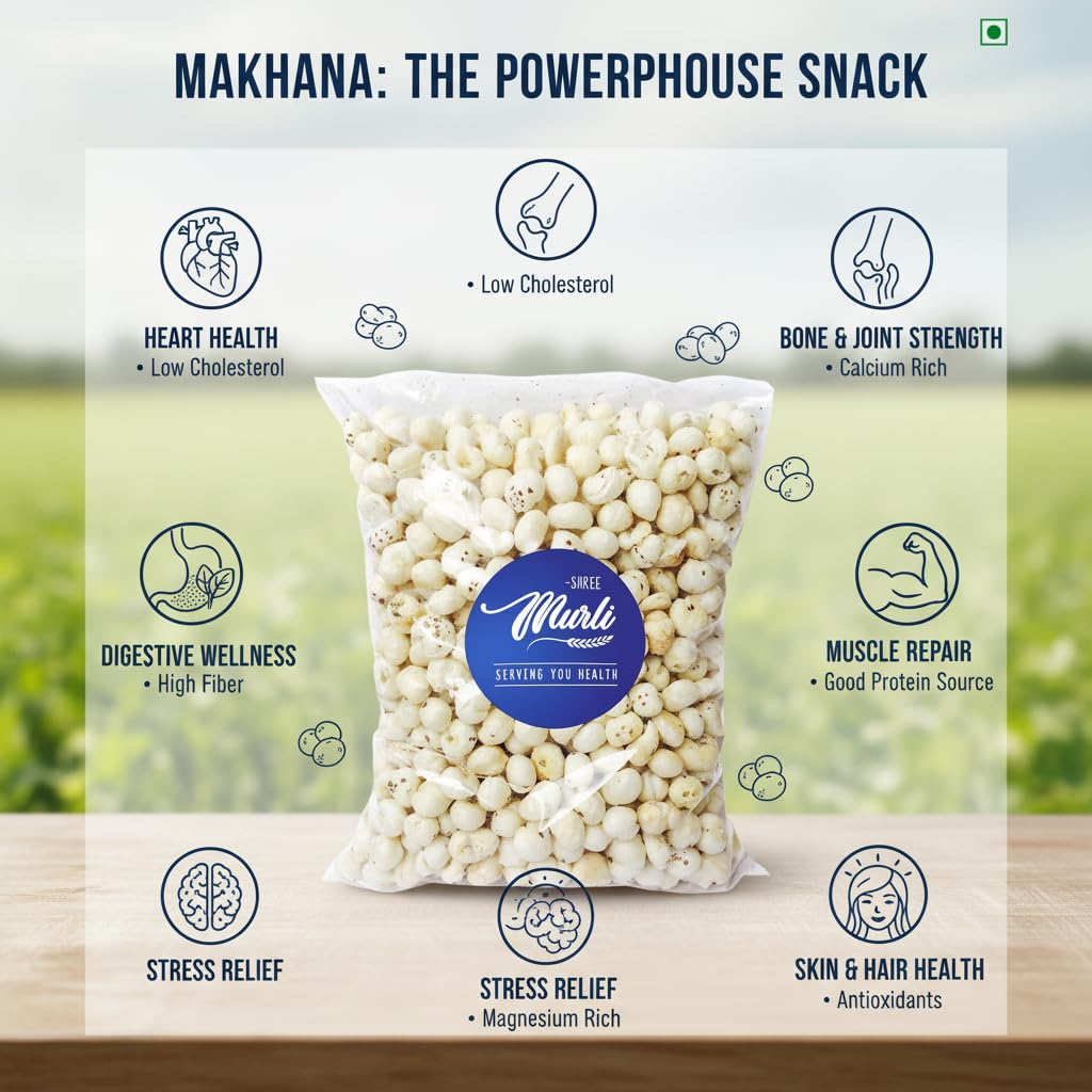Shree Murli Jumbo Handpicked Phool Makhana 250g | Premium Large Size Fox Nuts | Crunchy Lotus Seeds | Healthy Snack | Rich in Protein & Fiber | Raw Snack | Ideal for Fasting, Diet, Weight Management & Everyday Munching - View 2 of 6