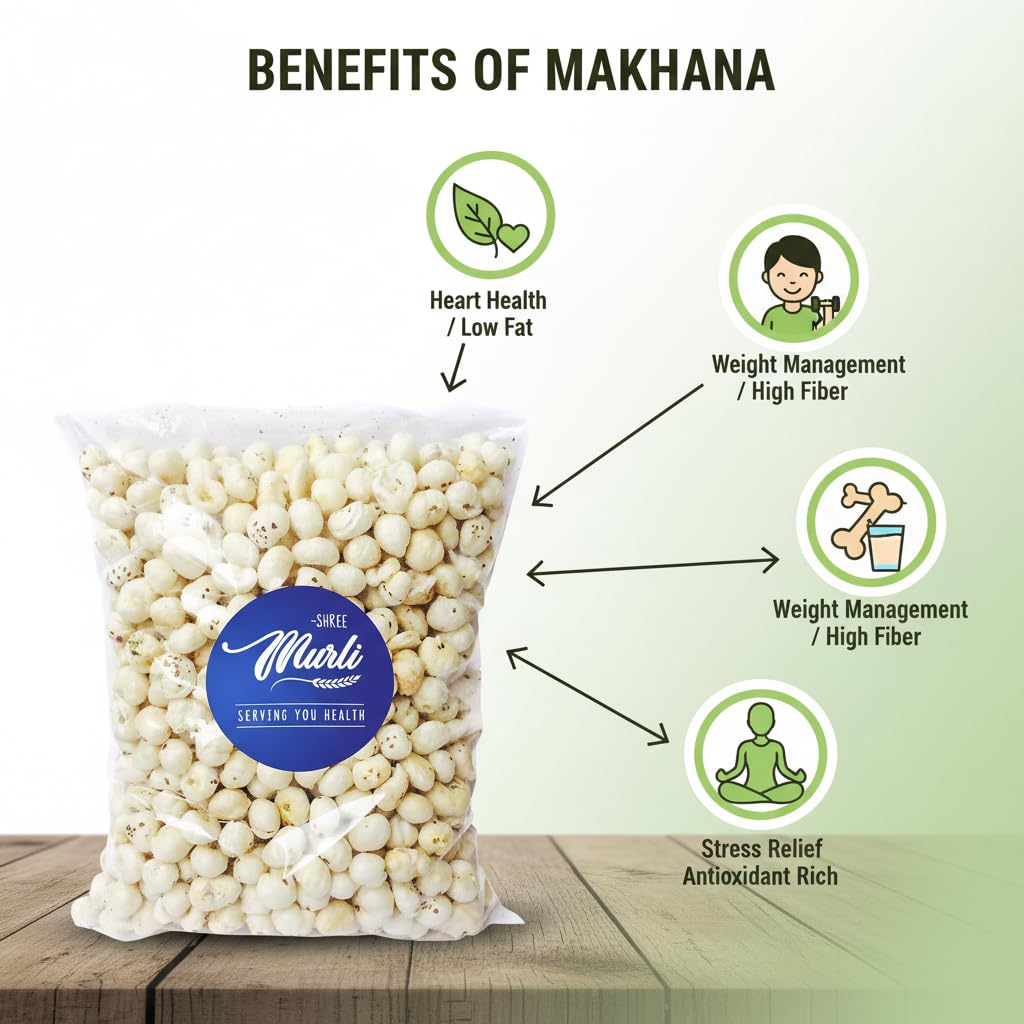 Shree Murli Jumbo Handpicked Phool Makhana 250g | Premium Large Size Fox Nuts | Crunchy Lotus Seeds | Healthy Snack | Rich in Protein & Fiber | Raw Snack | Ideal for Fasting, Diet, Weight Management & Everyday Munching - View 6 of 6