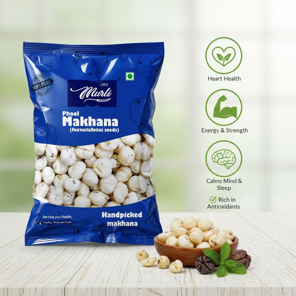 Shree Murli Jumbo Handpicked Phool Makhana 100g | Premium Large Size Fox Nuts | Crunchy Lotus Seeds | Healthy Snack | Rich in Protein & Fiber | Raw Snack | Ideal for Fasting, Diet, Weight Management & Everyday Munching - View 3 of 4