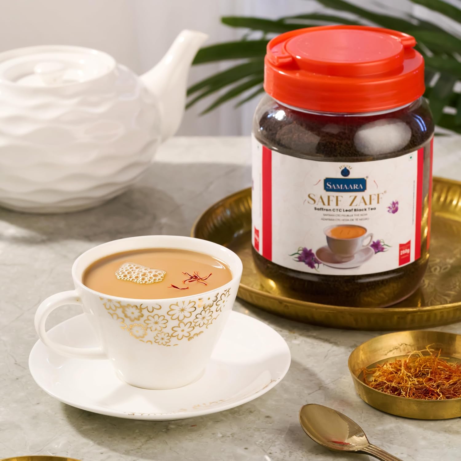 Samaara Saff Zaff Saffron CTC Leaf Black Tea, Boosts Immunity and Memory, Reduces Inflammation, 250g - View 4 of 4