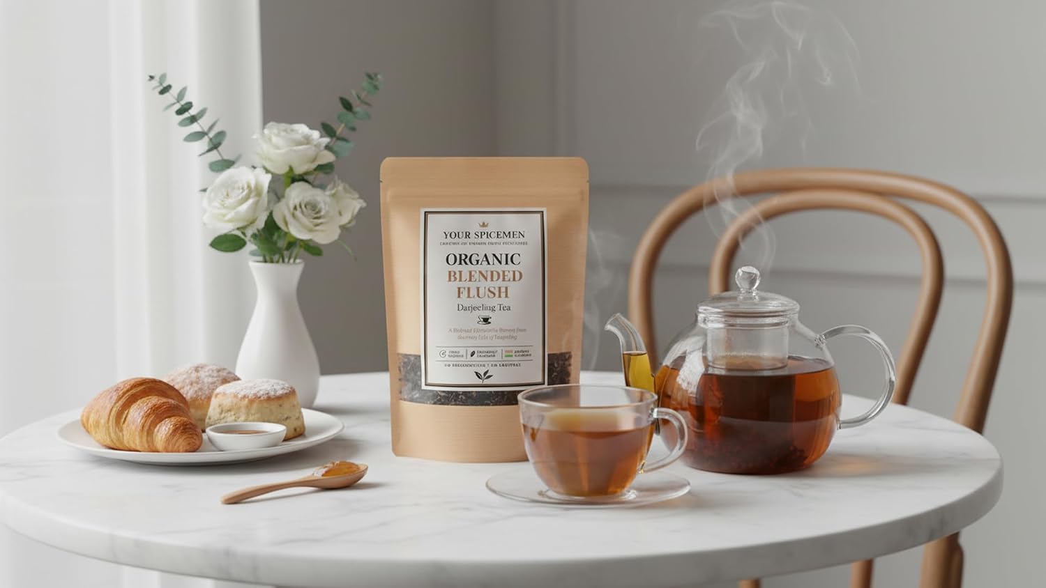 Your Spicemen Organic Darjeeling Blended Flush Tea 1000g | First Flush Loose Leaf Spring Harvest | Whole Leaf Handpicked from Misty Highlands | Aromatic Limited Edition Luxury Black Tea Pack - View 5 of 6