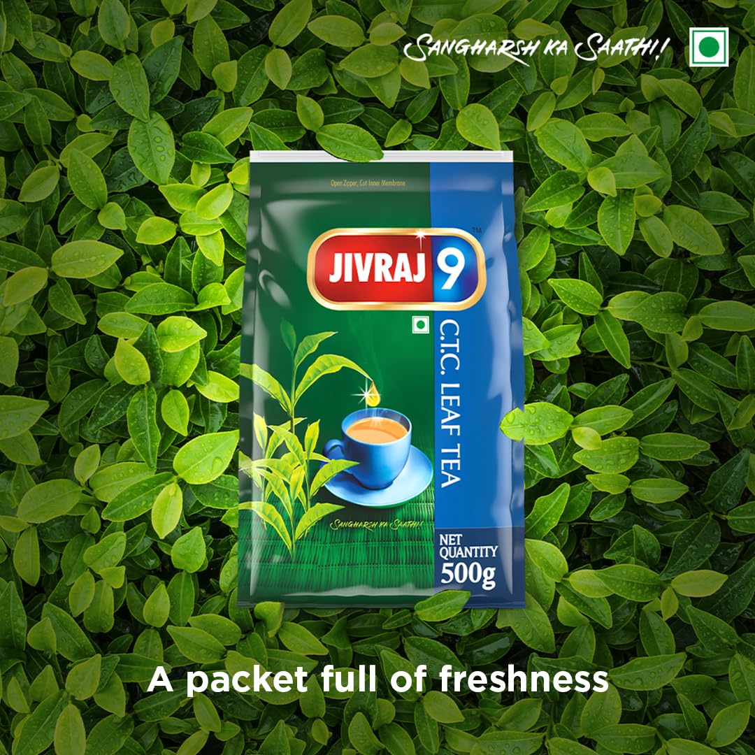 Jivraj 9 Ctc Assam Leaf Black Tea-Pack Of 500Gram, Premium Ctc Chai With Blended Loose Leaves, Strong Aromatic & Quick Brewing Tea With Supreme Taste - View 3 of 6