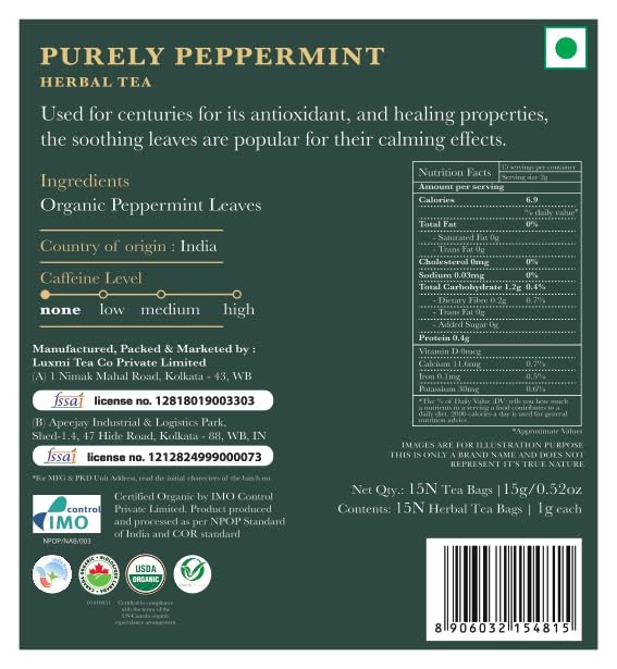 Luxmi Estates Pure Peppermint 25gm Tin | Organic Loose Leaf Herbal Infusion | Single Ingredient | Caffeine-Free | Supports Gut Health & Relaxation | Best for Night Time - View 6 of 6