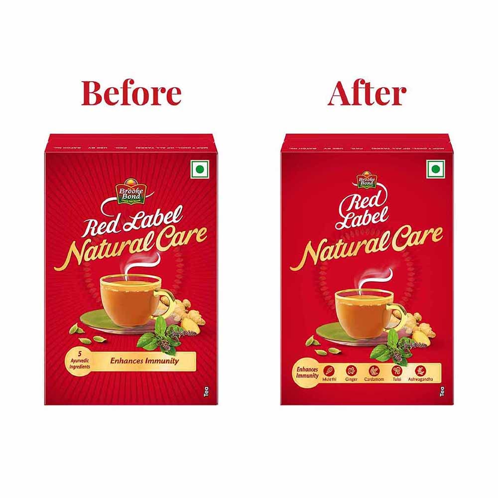Red Label Brooke Bond Natural Care Tea, With 5 Ayurvedic Ingredients, Ginger, Leaf, 100 Gram - View 4 of 5