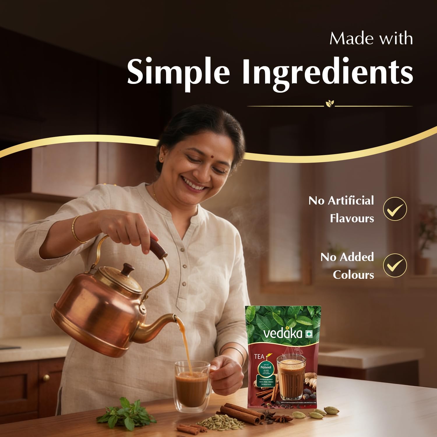 Amazon Brand - Vedaka Masala Tea 500 g | Assam & Darjeeling Blend | Rich Aroma & Strong Flavour | Natural Spice Mix | Perfect for Milk Tea - View 4 of 6