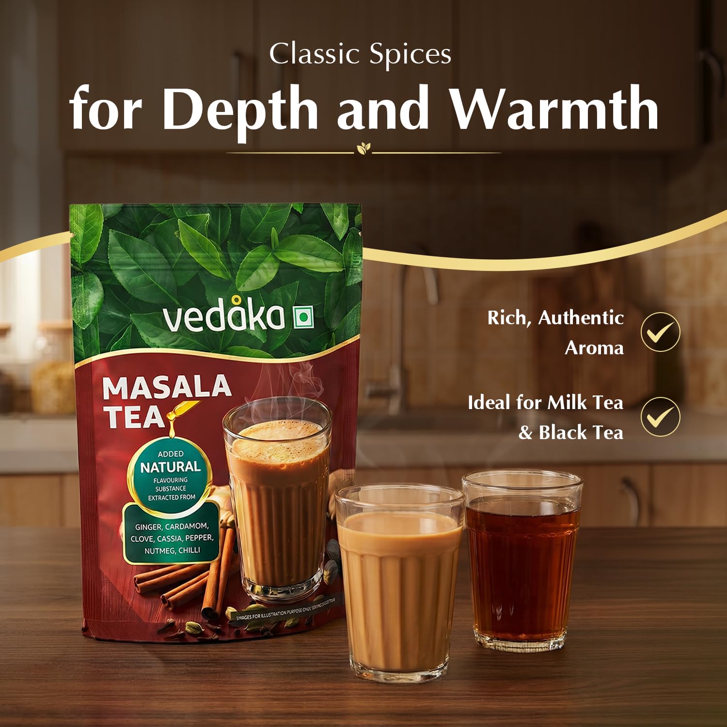 Amazon Brand - Vedaka Masala Tea 500 g | Assam & Darjeeling Blend | Rich Aroma & Strong Flavour | Natural Spice Mix | Perfect for Milk Tea - View 5 of 6