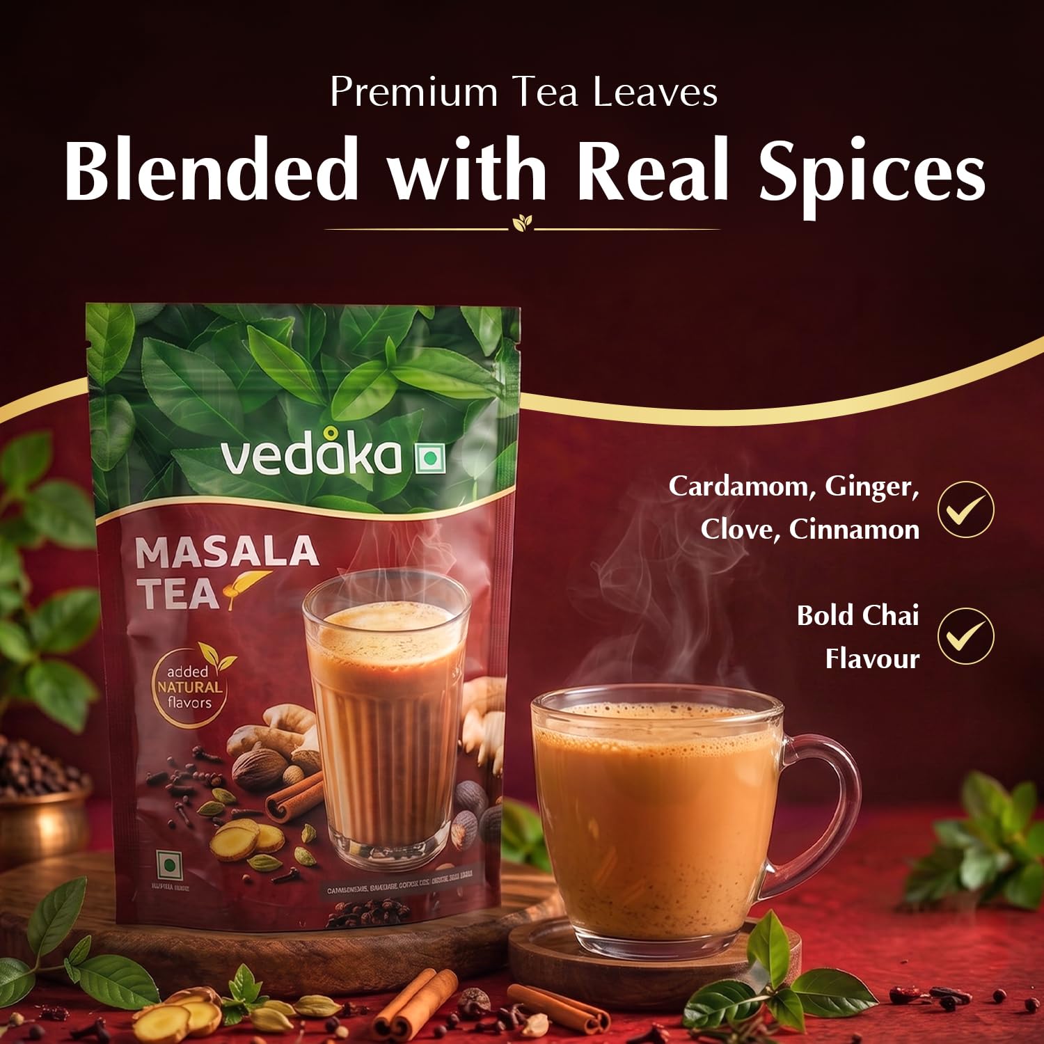 Amazon Brand - Vedaka Masala Tea 500 g | Assam & Darjeeling Blend | Rich Aroma & Strong Flavour | Natural Spice Mix | Perfect for Milk Tea - View 6 of 6
