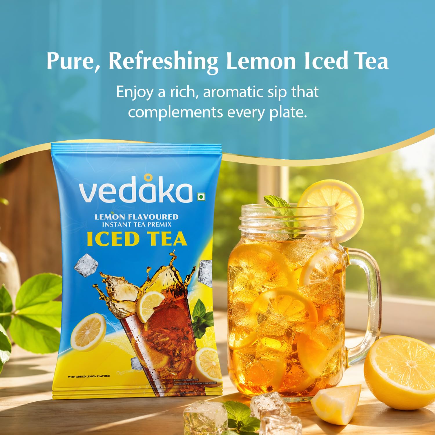 Amazon Brand - Vedaka Lemon Flavoured Instant Tea Premix | Iced Tea | 400 g | Refreshing Lemon Taste | Quick-Mix Convenience | FSSAI Approved - View 7 of 8