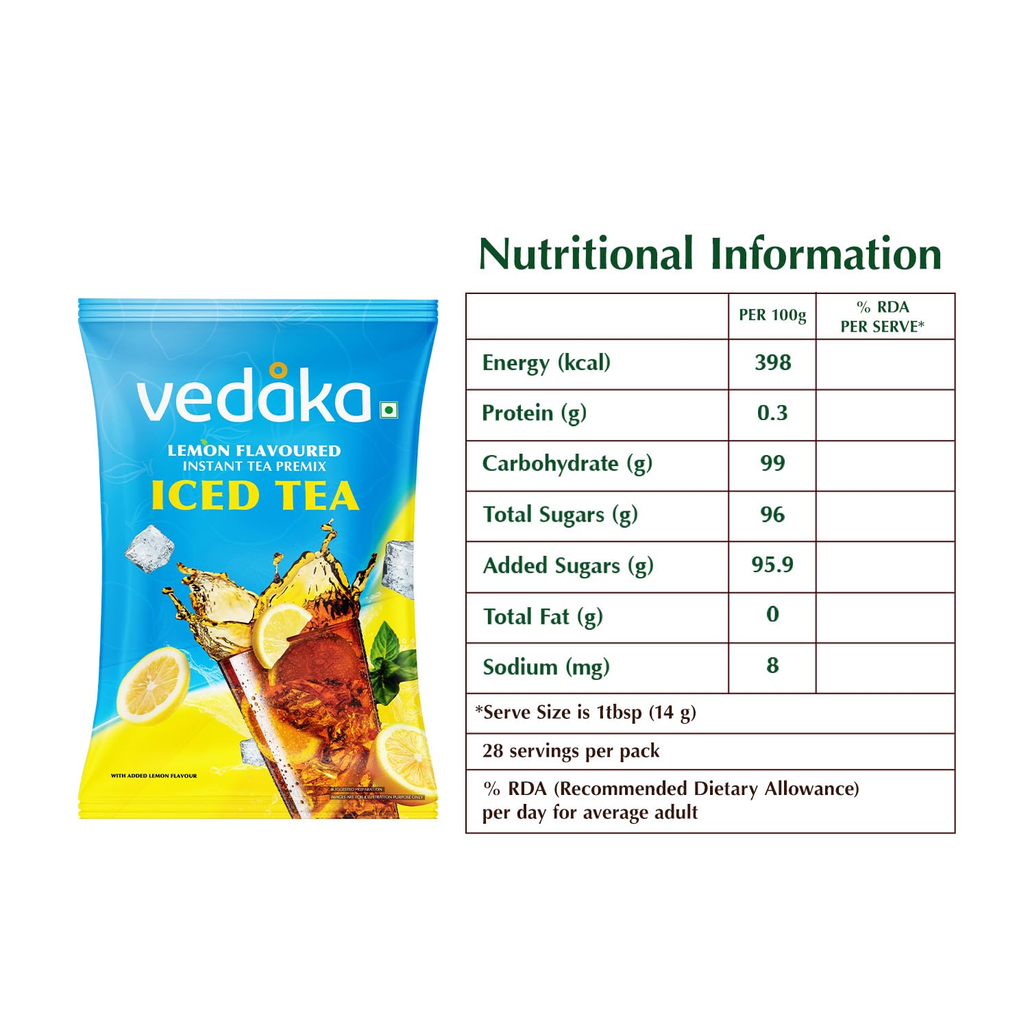 Amazon Brand - Vedaka Lemon Flavoured Instant Tea Premix | Iced Tea | 400 g | Refreshing Lemon Taste | Quick-Mix Convenience | FSSAI Approved - View 8 of 8
