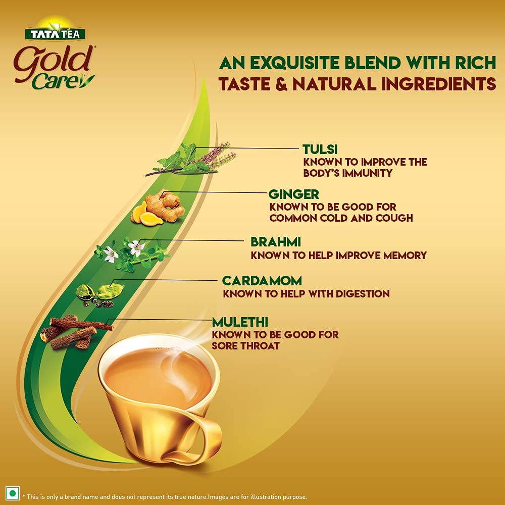 Tata Tea Gold Care 250 gram, Rich In Taste, Goodness Of Elaichi, Ginger, Tulsi, Brahmi & Mulethi, Black Tea - View 3 of 6